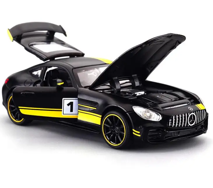 

1:32 Alloy AMG GT GTR Pull Back Diecast car Model back to the future with sound light MINI car Toy Vehicles toys F320