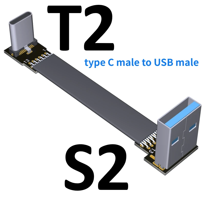 

USB 3.0 type-C Fast Charging Data Cable 3A USB Type C double 90 Degree USB C Cable Ribbon Flat Angled Up Down Gooseneck Type