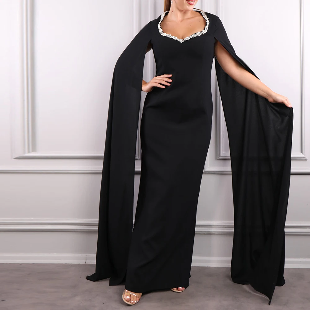 Классическое прямое платье в пол с V-образным вырезом без рукавов