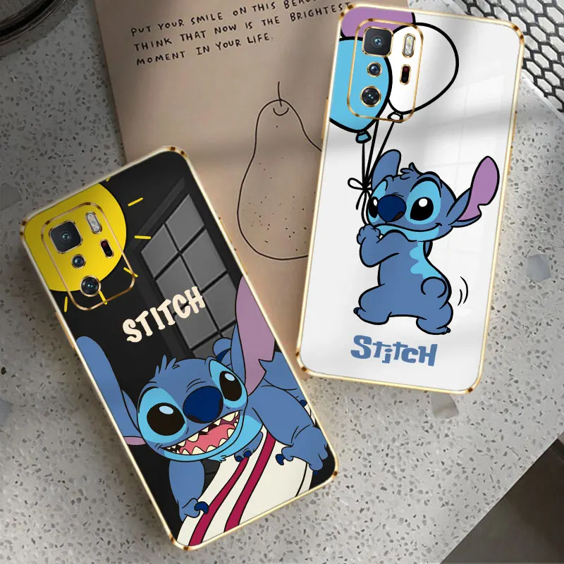 

Soft Stitch Funny Cartoon Disney Phone Case for Xiaomi Redmi Note 8 9 10 11 9a 11s 7 10T 9T 10C Power Electroplated Protection