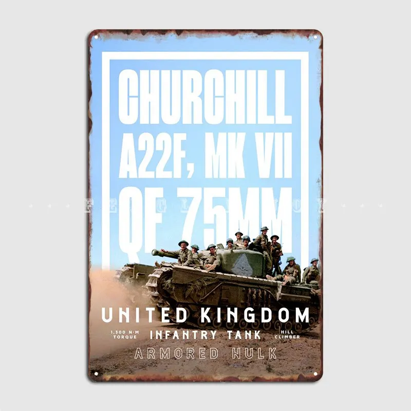 

Churchill Mk Vii Poster Metal Sign Wall Mural Funny Home Mural Painting Tin Sign Poster