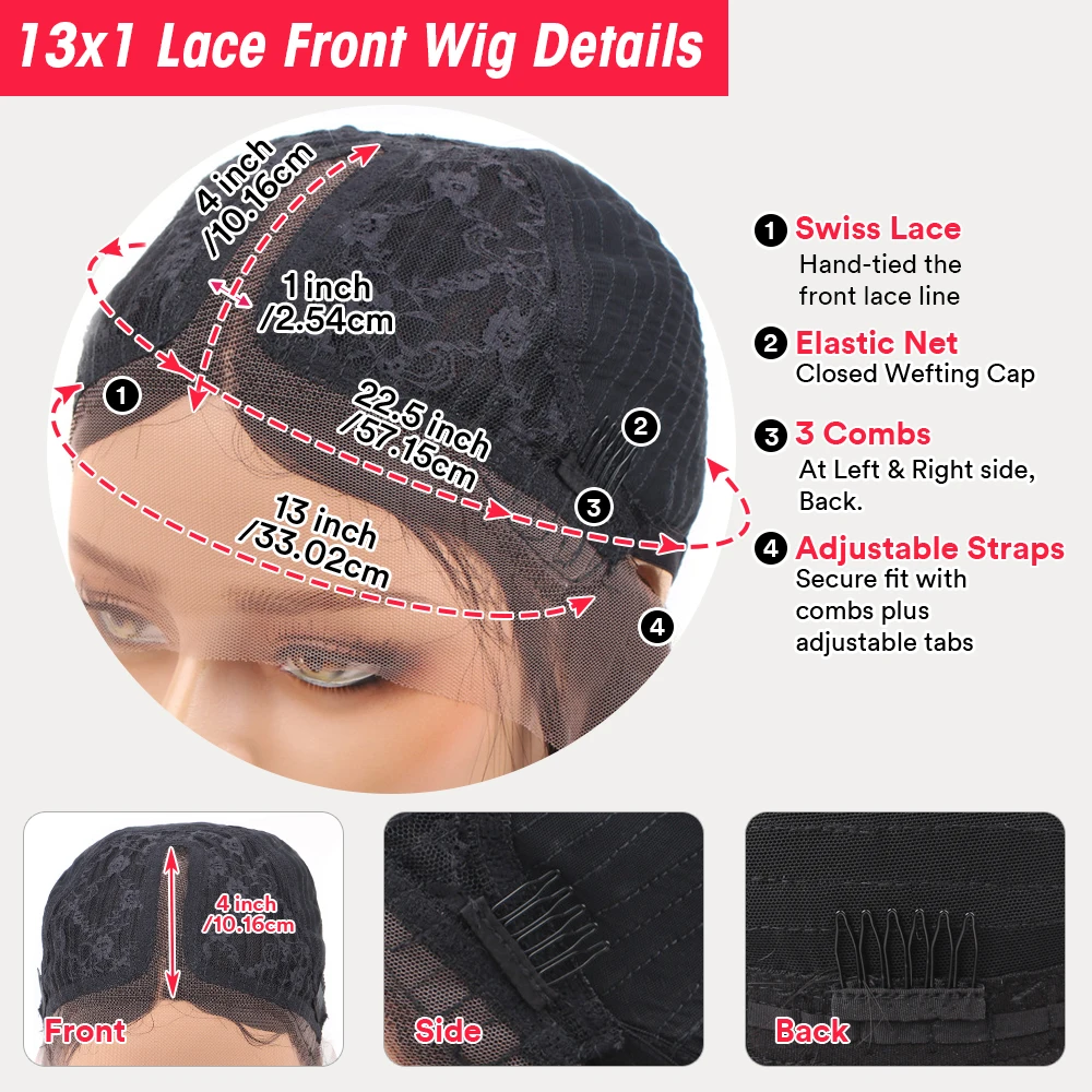 Натуральный Черный Боб Прямой Парик Человеческих Волос 13x1 Прозрачный Фронта