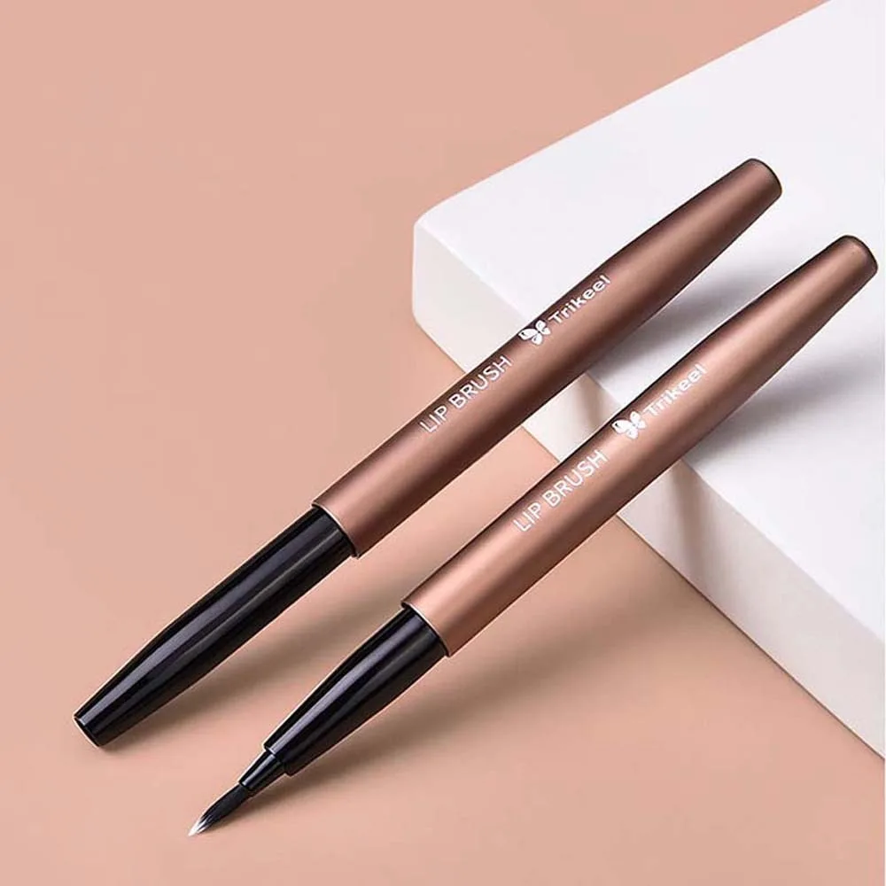 

Lipstick Applicator Metal Lip Brush Portable Makeup Tool Lipgloss Brush with Protect Cap Coffee Makeup Artist