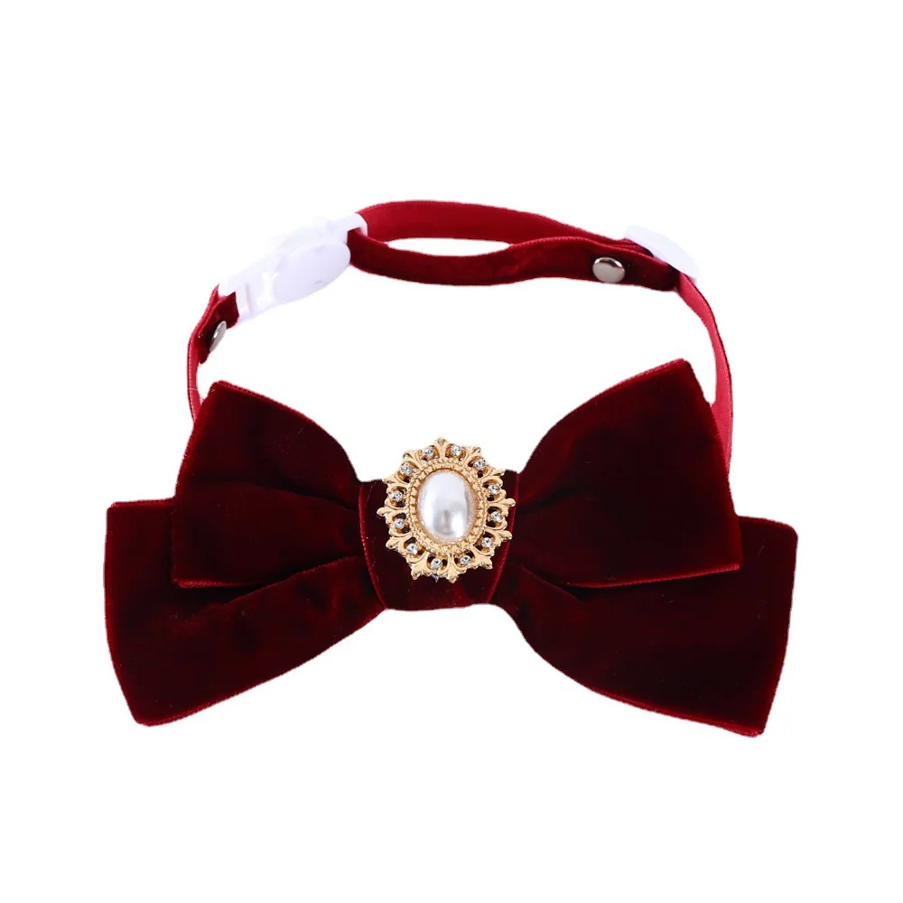 

Anti-suffocation Cat Dog Bow Collar Velvet Cats Collars For Dog Cat Chihuahua Pet Dressing Tool Adjustable Choke-proof Cute