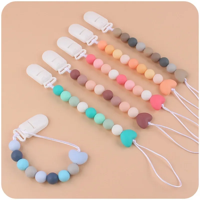 Пластиковый держатель-пустышка для младенцев силиконовая цепочка в форме сердца