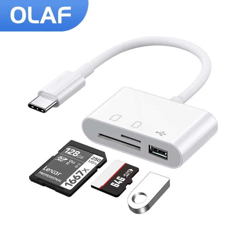 

Адаптер Olaf Type-C TF CF SD устройство для чтения карт памяти OTG Устройство для чтения компактной вспышки для IPad Huawei для Macbook USB Type C кардридер