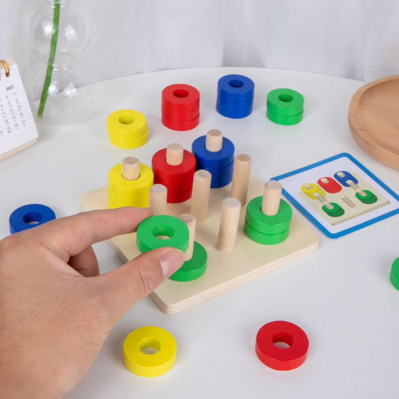 

Geometric Stacker Toys Puzzle Sorting Toys Columns Building Block for Kids