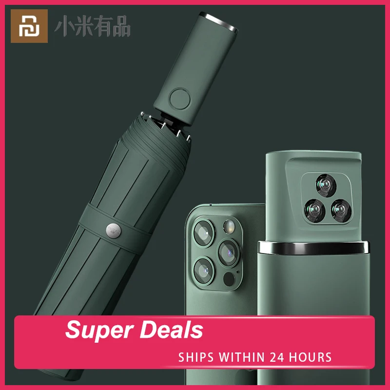 

New Xiaomi Automatic Folding Umbrella With Led Light Windproof Large Rain Umbrellas Portable Outdoor Parasol For Men Women