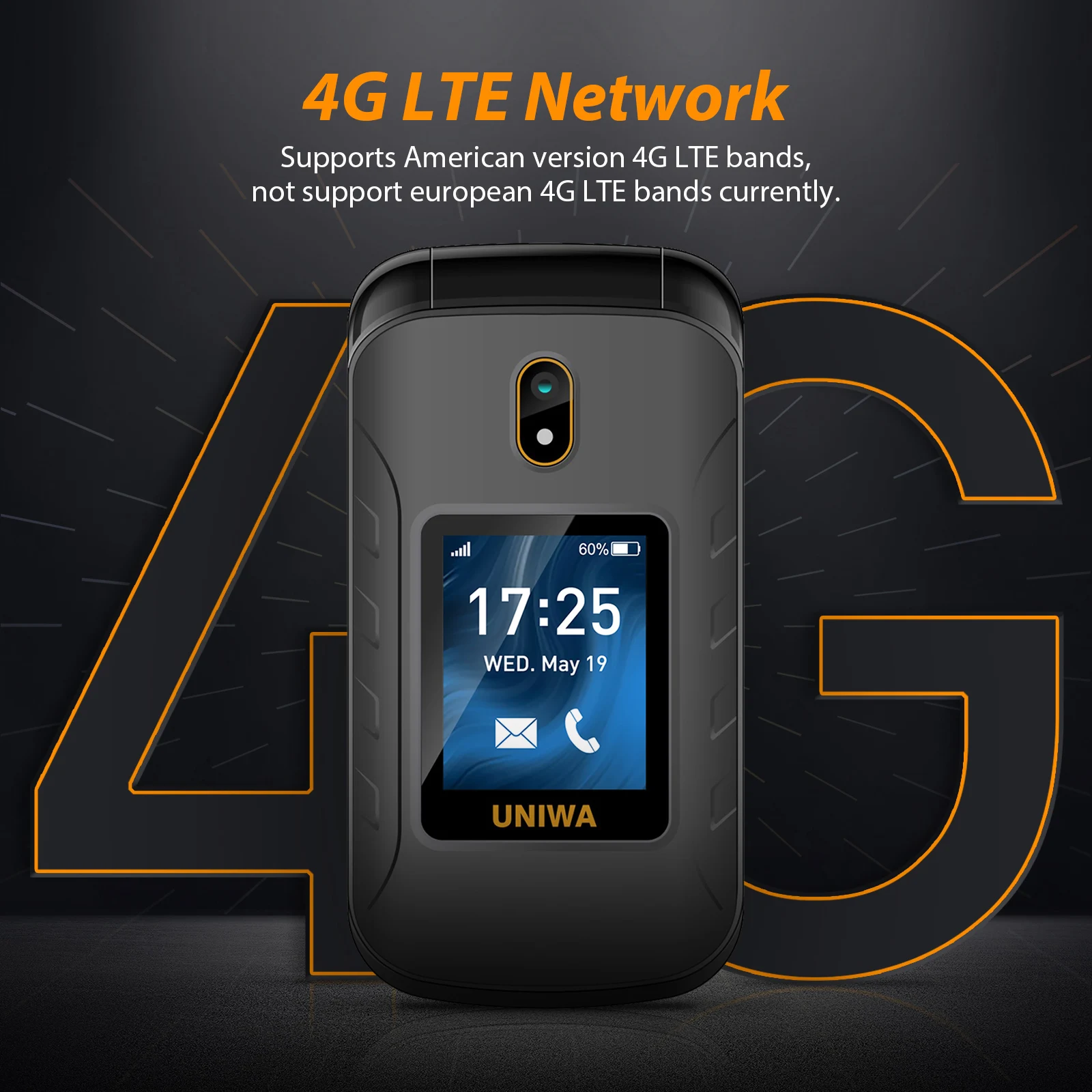 Телефон-раскладушка UNIWA V909T 4G 2250 мАч русская клавиатура |