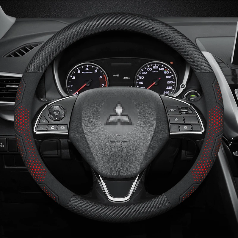 Для Mitsubishi Outlander L200 Lancer EX Asx Pajero RALLIART Delica, замшевый чехол на руль автомобиля из углеродного волокна, автоаксессуары