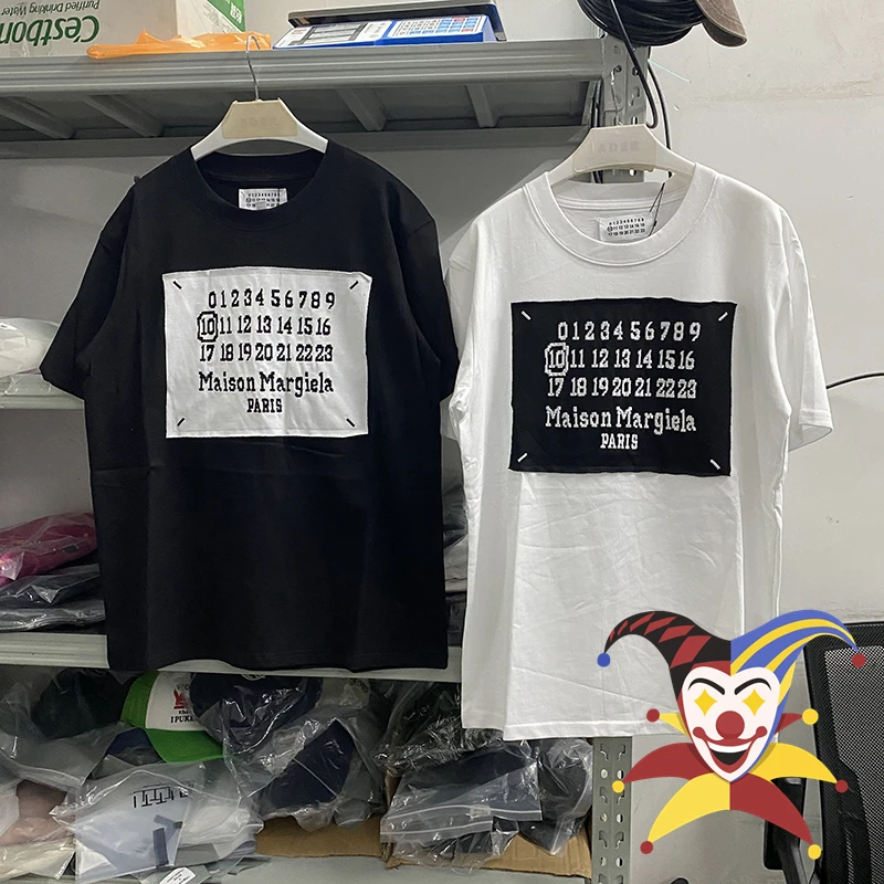 

Футболка MM6 Margiela для мужчин и женщин, высокое качество, черная, белая наклейка, логотип, футболка, топ, футболка