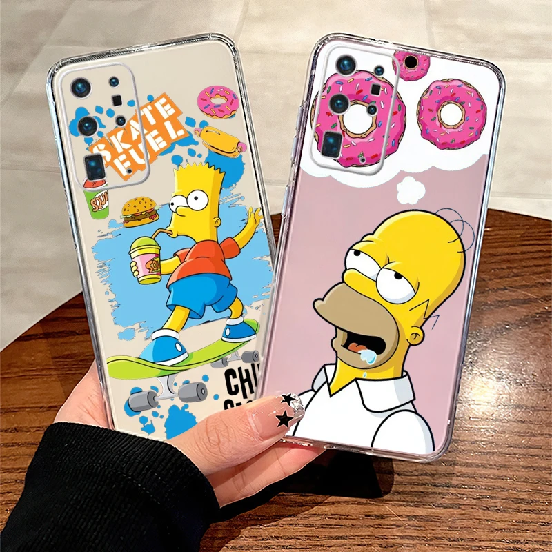 Мультяшные Симпсоны для Huawei P50 P40 P30 P20 PRO LITE P Smart Z S 2021 чехол телефона жидкий