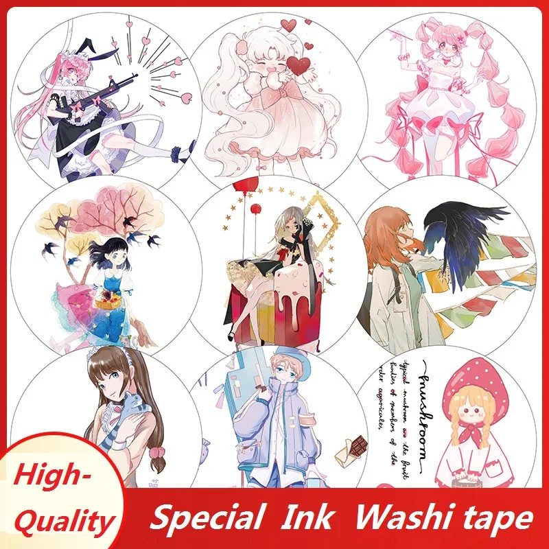 

9 Designs Washi Tape Special Ink Planner Scrapbooking Girls Japanese Decoration Adhesive DIY Masking Paper Stickers Diary Gift