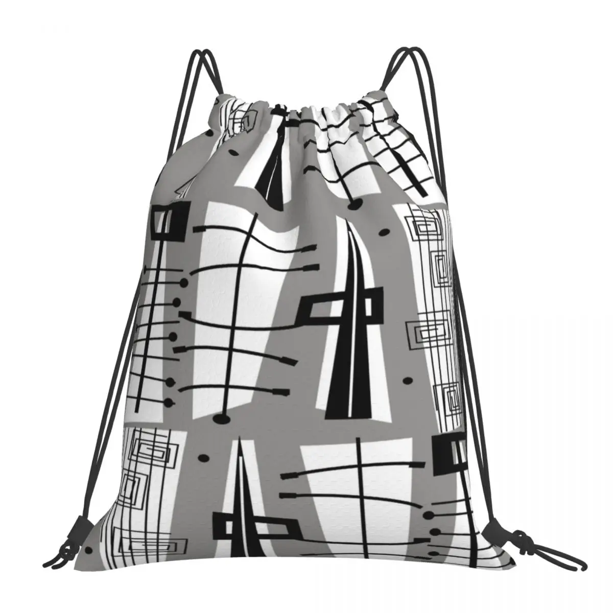 

Mid-Century Atomic Era Backpacks Casual Portable Drawstring Bags Drawstring Bundle Pocket Sports Bag Book Bags For Travel School