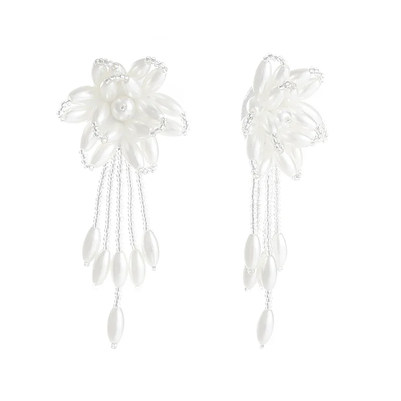 

Новые стильные белые женские серьги в дворцовом стиле с кисточками и цветами из бисера в стиле ретро фиолетовые нестандартные
