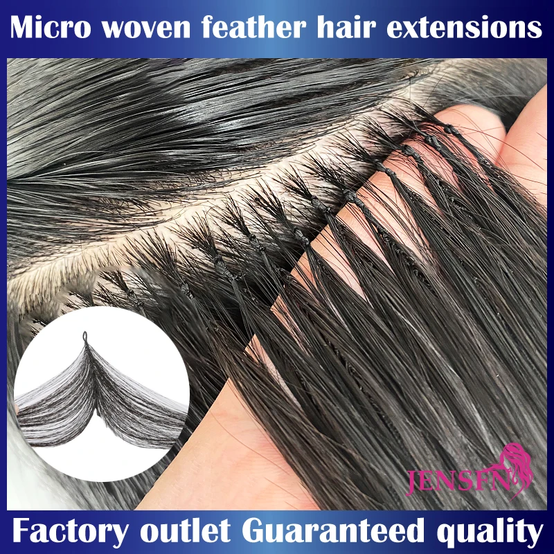 

Straight Micro Feather New Hair Extensions Hand Knitting Extension 16"-26" Inch 1.6g/Strand #613 Color Hair Salon Supplies