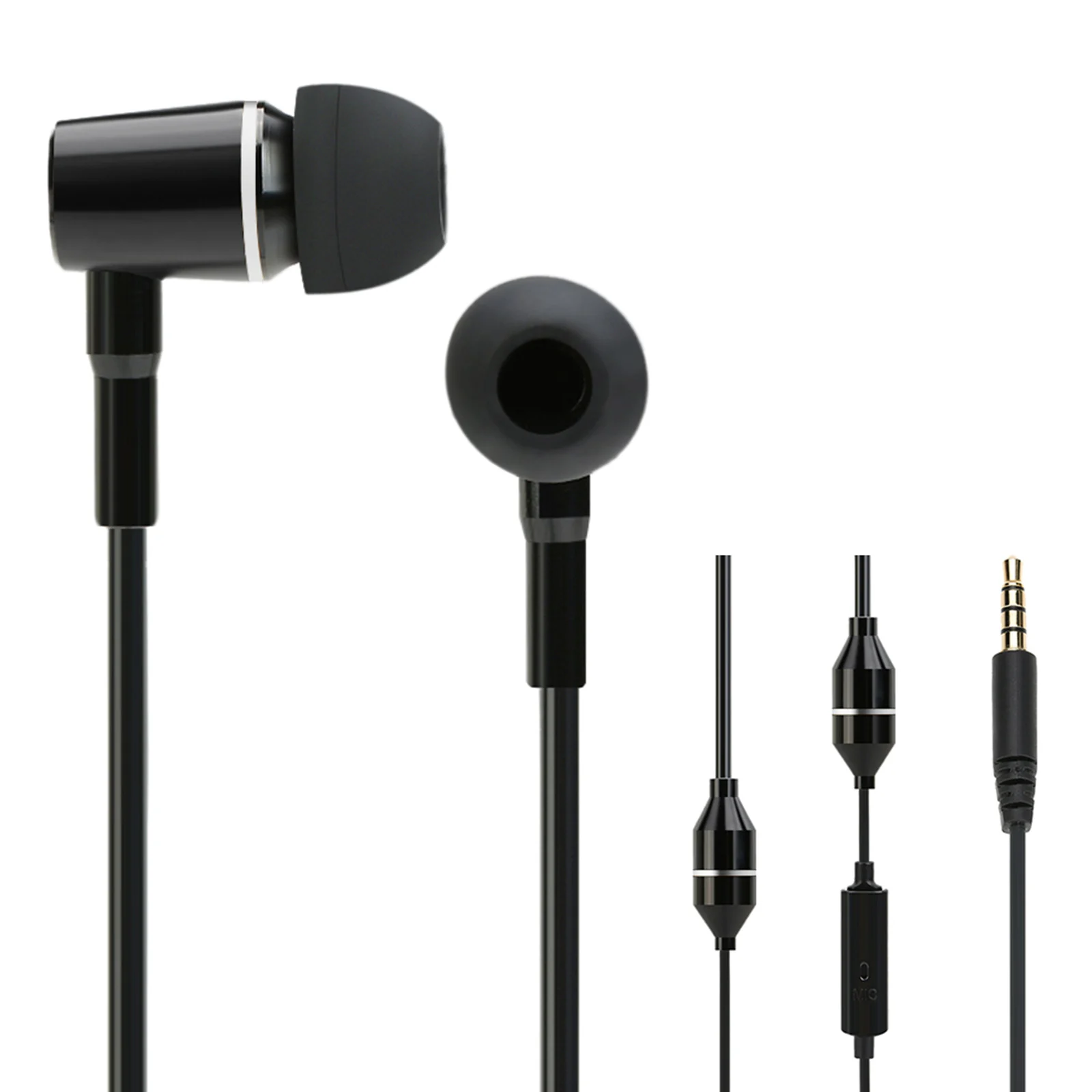 

Wired Headset in ear 3.5mm headphones noise-canceling in-line control with microphone black for smartphones computers