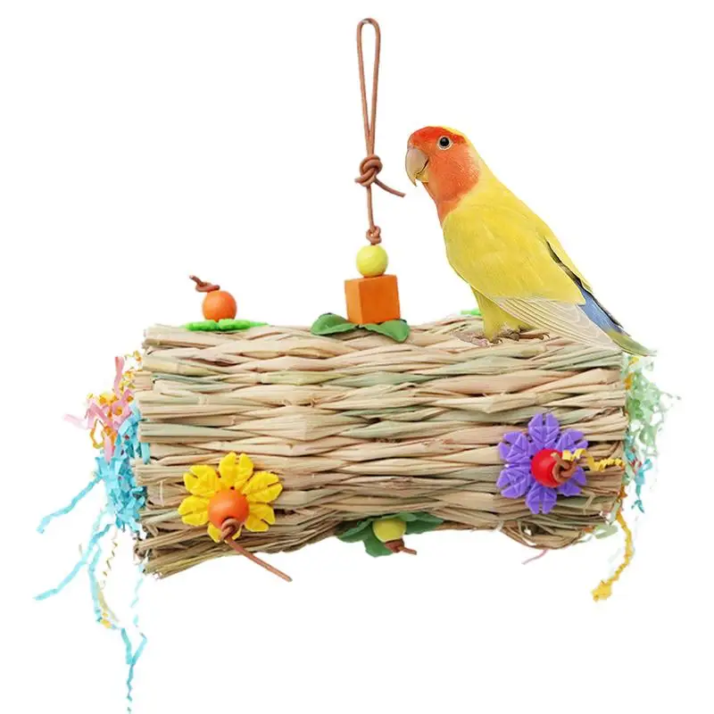 

Шредеры для птиц, жевательные картинки, разноцветные игрушки для измельчения соломы с металлическим крючком для птичьей клетки, садового забора
