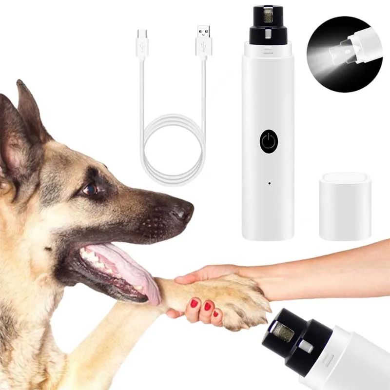 Dog Nail Grinder for Small Large Dogs Nail Clippers LED Light Pet Cat Paws Nail Cutter USB Rechargeable Pet Grooming Supplies