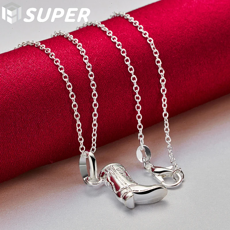 Ожерелье с подвеской в виде ботинок и змеиной цепочки 16-30 дюймов из стерлингового