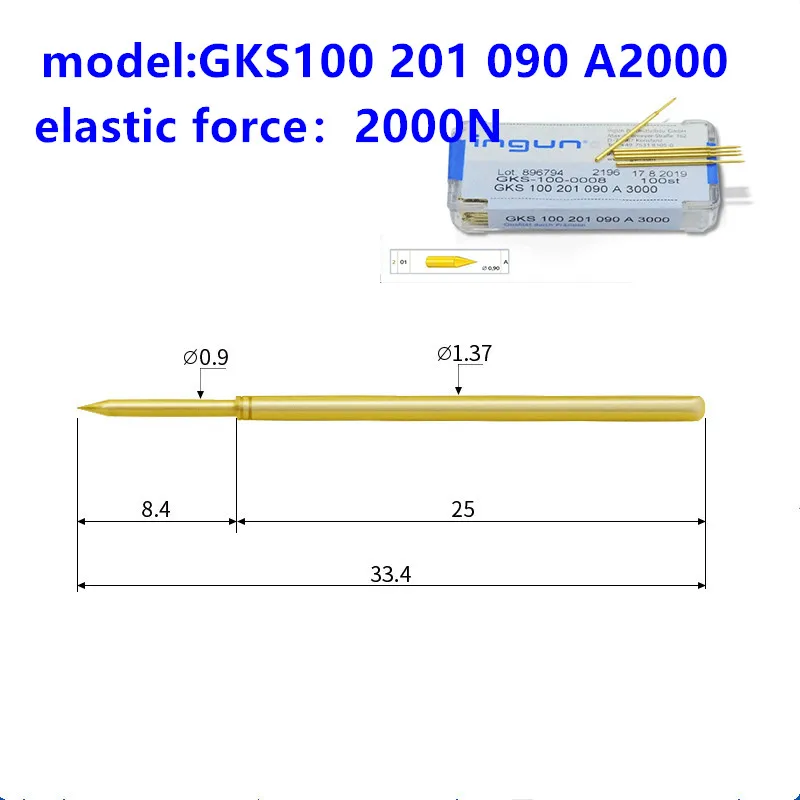 

50/100PCS INGUN British Steel Probe GKS100 201 090 A2000/A3000 Pointed 1.36mm Spring Test Probe for ICT Testing