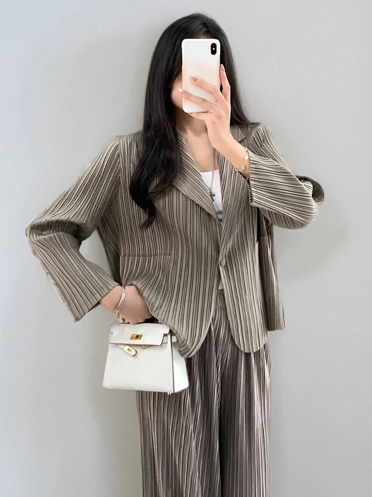 LANMREM комплект из 2 предметов плиссированные комплекты женские пиджаки с длинными