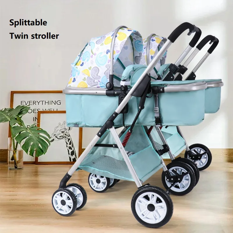 Twin Baby Stroller Portable High Landscape Seat Can Sit And Lie Split One Click To Collect Folding  Double Children's Trolley enlarge