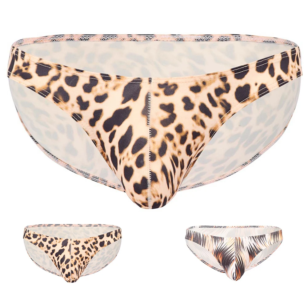 

Hot Comfy Leopard Mens Sexy Breath Panties Printed Low Waist Briefs Youth Beachwear Smooth Underwear Lingerie Underpants