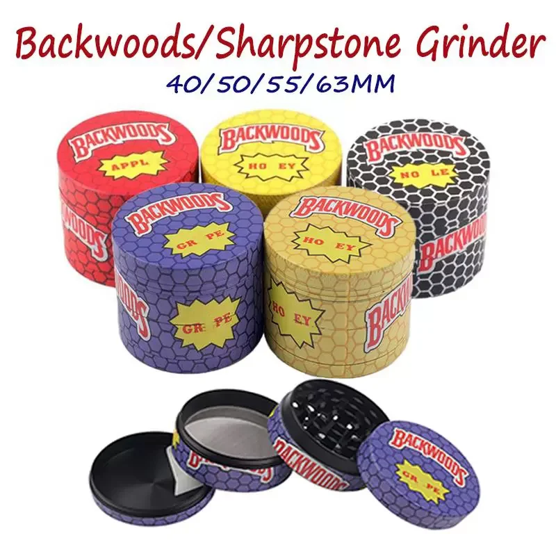 4 Layers Backwoods Herb Grinder 40mm 50mm 55mm 63mm Diameter Metal Zinc Alloy Herbal Tobacco Crusher Grinders Smoking Smasher