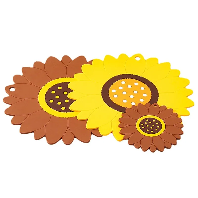 

Sunflower Silicone Insulation Coaster Thick Table Insulation Mat Anti-scalding Dish Mat Kitchen Accessories