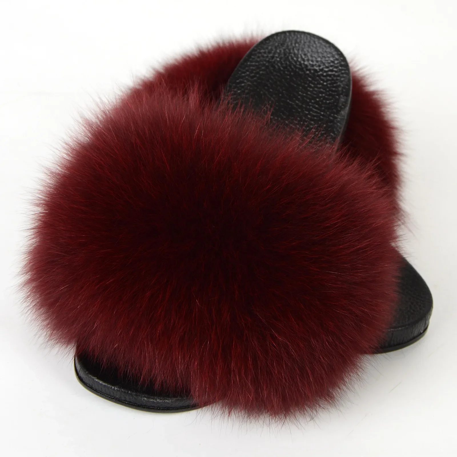 2 весенне-летние женские меховые тапочки с открытым круглым носком на плоской