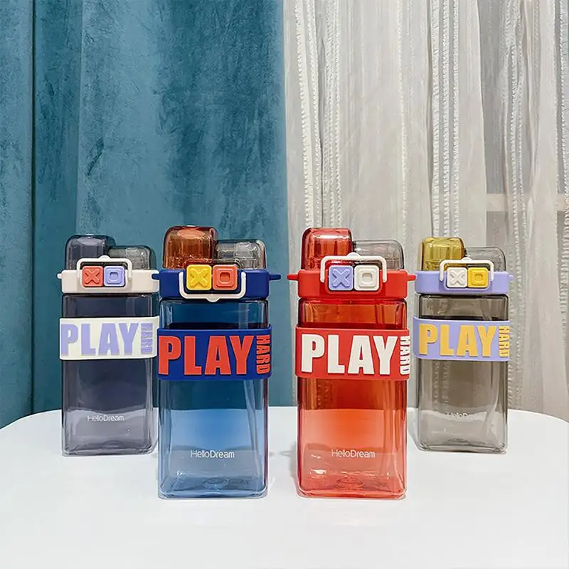 

520ML Sports Water Bottle Cup Portable Double Drinking Straw Large-capacity Water Bottle Leak-proof Student Drinkware Tools