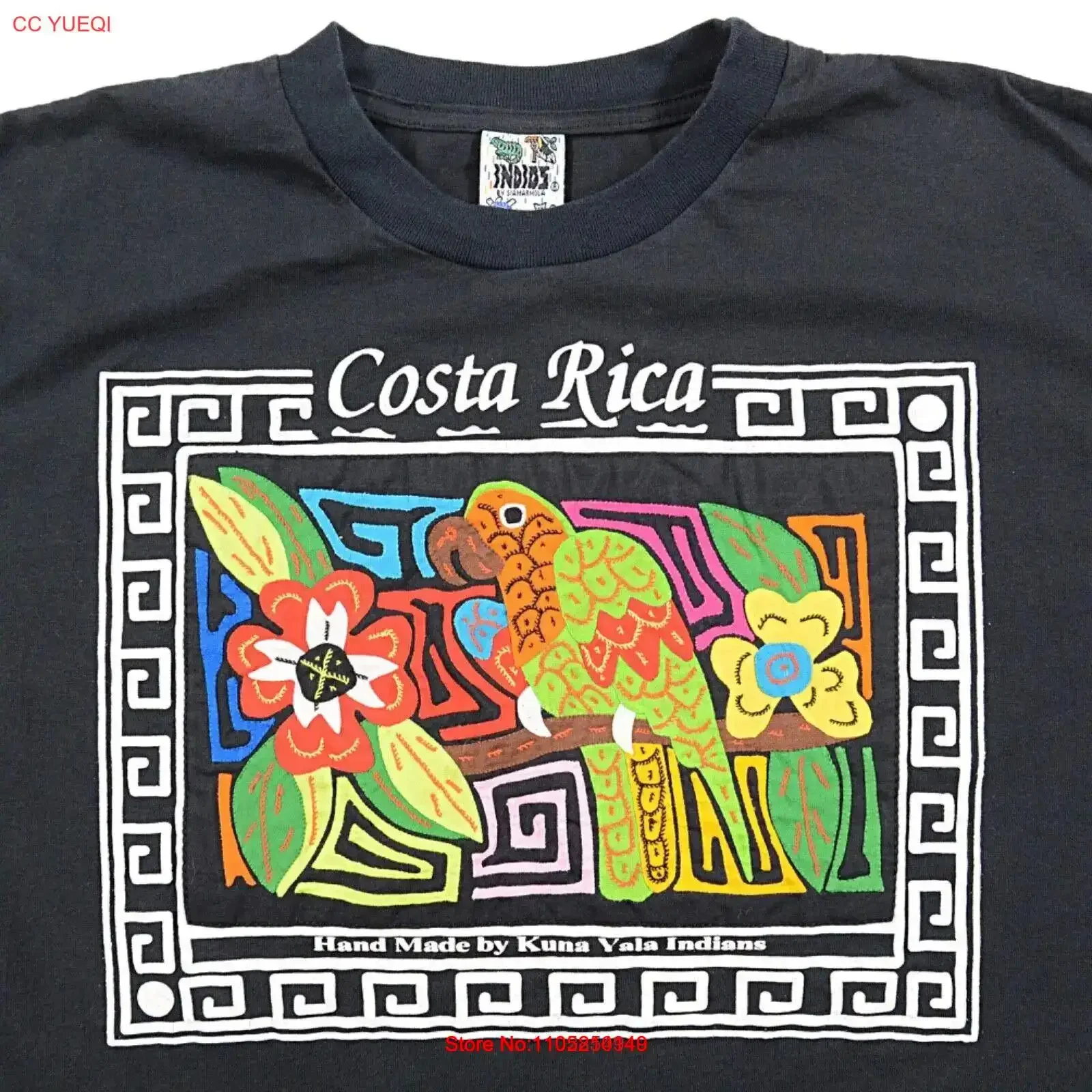Фото Футболка COSTA RICA Indios XLРучная работа отannu Herrania Yala Indians, сшитая вручную аппликация, винтажная стираная дышащая мужская стильная унисекс №1