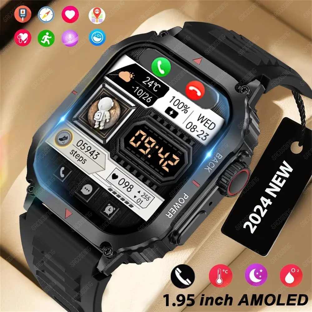 2024 Новые NFC SmartWatch Мужчины Женщины GPS Track 330*385 HD AMOLED Экран Компас Сердечный ритм BT