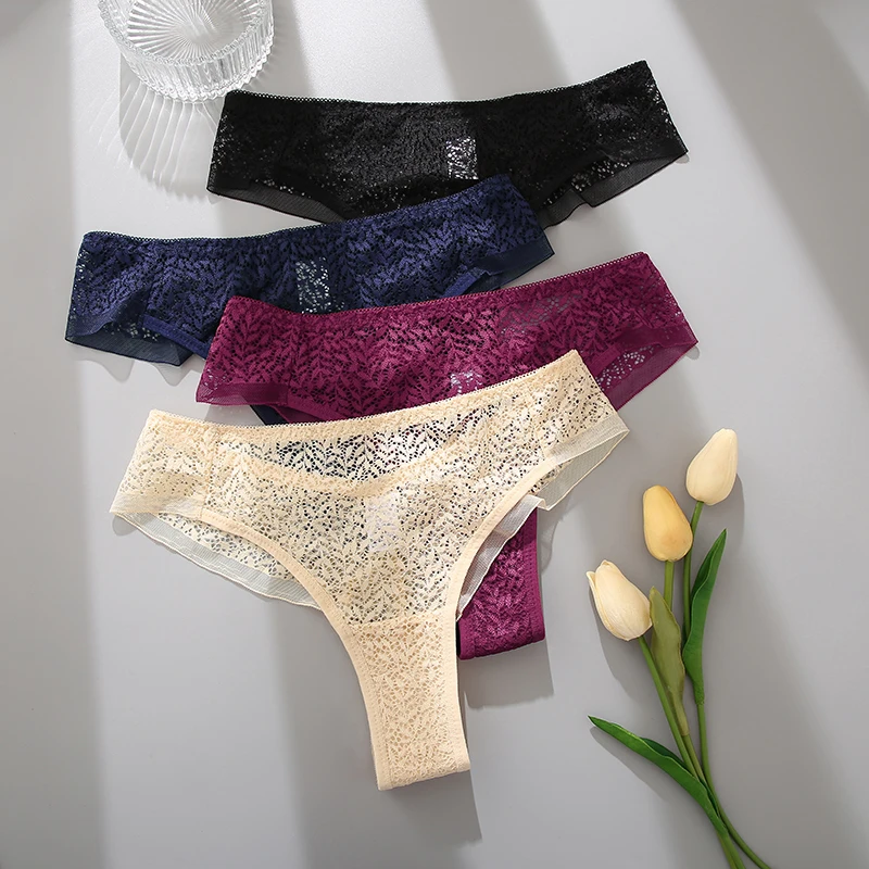 Sexy Women Lace Panties Low-waist G String Lingerie Women Hollow Breathable Female Underpants Temptation Embroidery Intimates