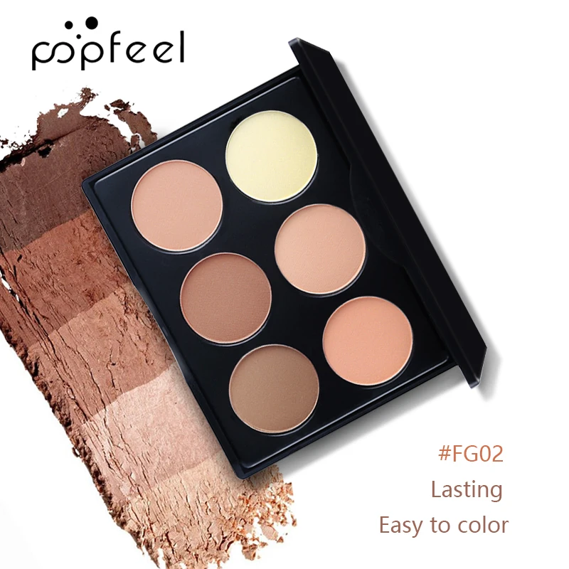 FG 6-оттенков Хайлайтер Пудра Тени Для Век Осветляющие Контурная Консилер