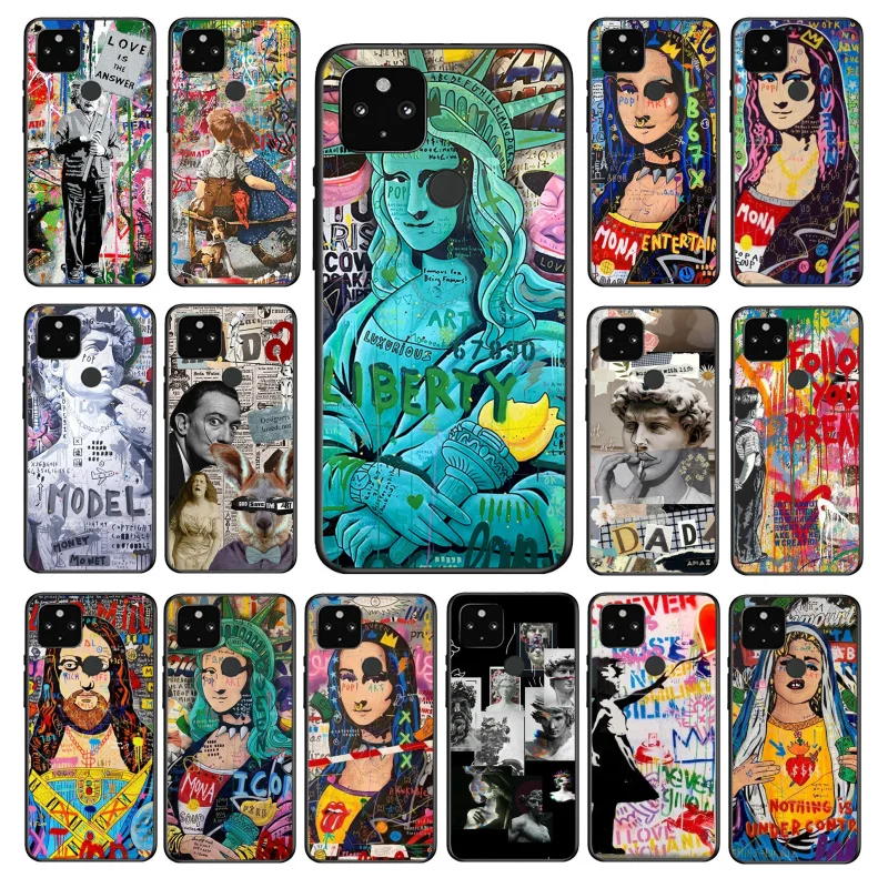 Pop Street граффити искусство Мона Лиза Давида обои для Google Pixel 6A 6 Pro 5A 4A 3A 4 XL 5 3 2 |