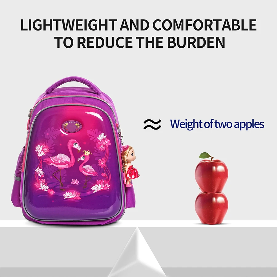 Kids Flamingo Pattern School bags for Girls Waterproof Cartoon Schoolbag 3D Orthopedic Primary School backpack mochilas infantil