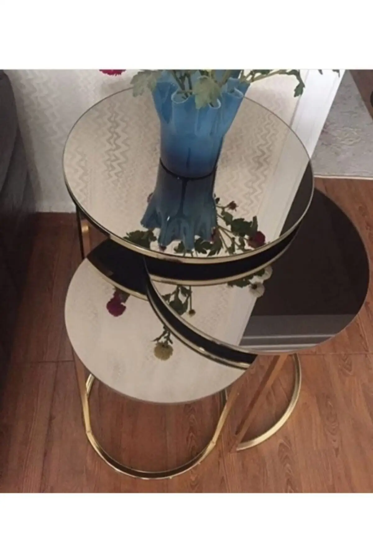 

Lux 3'l Mirrored Zigon Coffee table Set Gold Foot Bronze Mirror mesa auxiliar table basse de salon