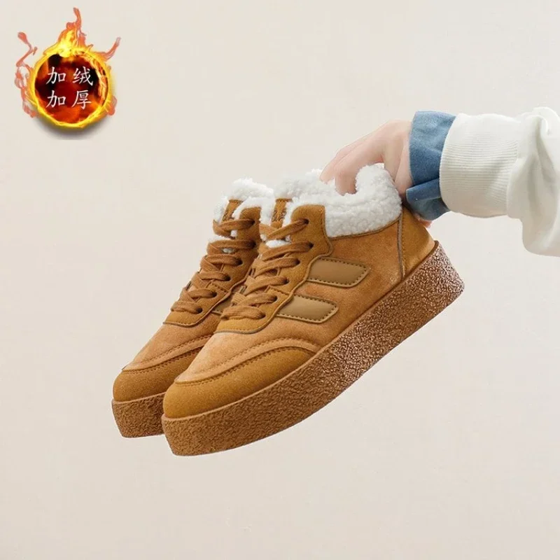 2024 новые утепленные пуховые кроссовки на платформе женская повседневная теплая