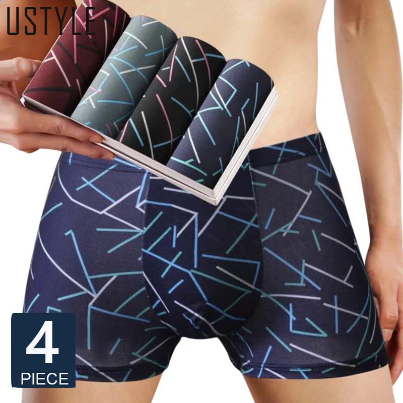 

4Pcs Men Boxers Underpants Comfortable Breathable Multicolor Set Men Boxer Briefs Fashion Underpants Male Boxer Shorts Brief