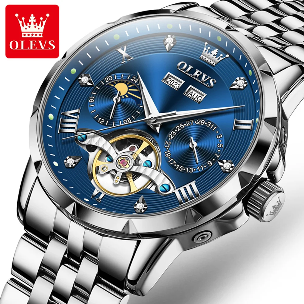 Новые многофункциональные автоматические механические часы OLEVS для мужчин