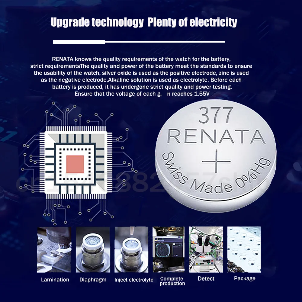 10 шт. 100% Renata 377 SR626SW AG4 LR626 1 55 в оксид серебра батарея для часов SR66 V377 швейцарская