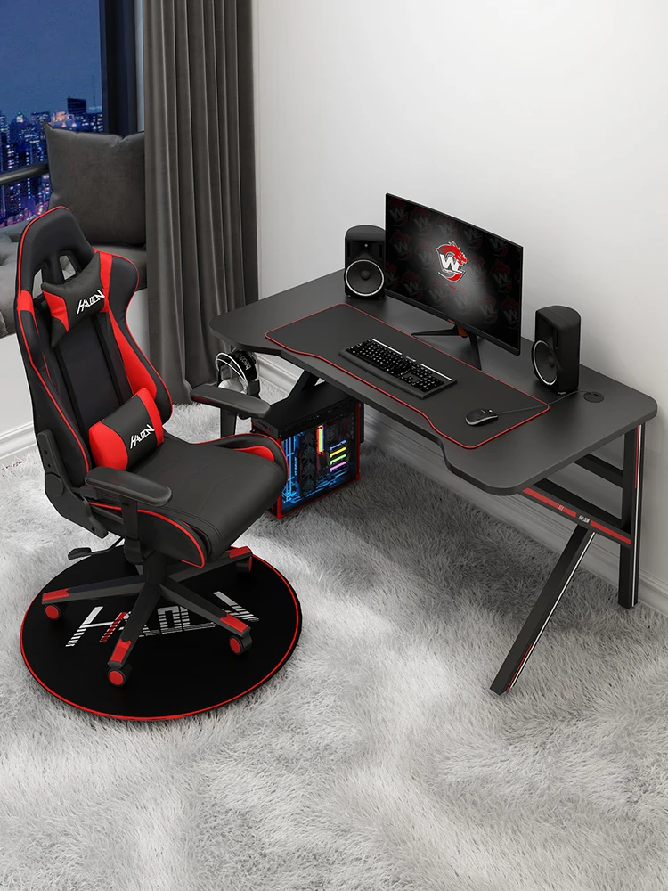 Игровой стол K для компьютера Белый компьютерный Бытовой простой Рабочий Черный