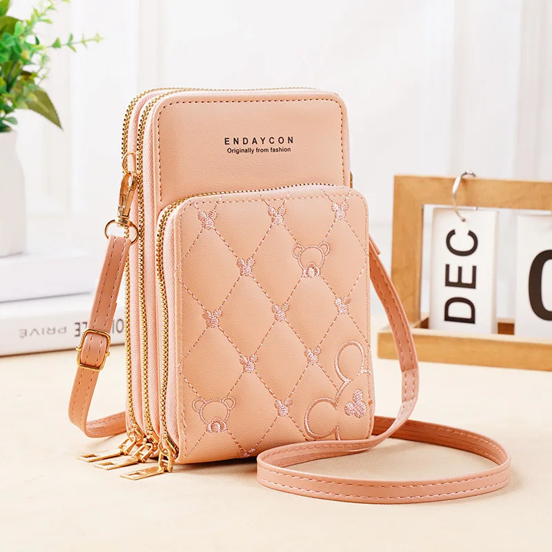 

Fashion Multi-functional Crossbody Bags for Women Solid Color Simple Mini Purse Female 3 Layers Zipper Shoulder Bags Phone Bag