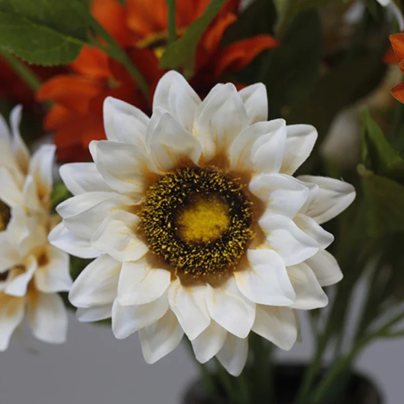 66 см искусственный цветок 5 головок подсолнечник четырехцветный подсолнух