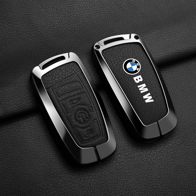 Фото Кожаный металлический чехол-накладка для автомобильного ключа BMW F 3 5 7 Series X3 X5 F10 F20 F30 F40 E90 E92 E93 CAS4 FEM EWS5 с наклейкой №5