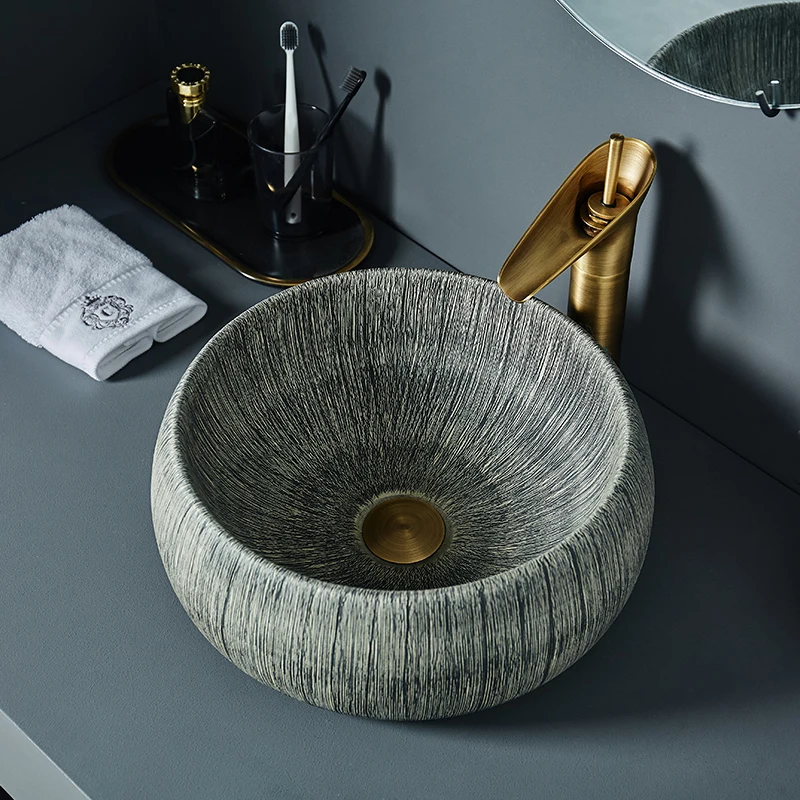 

Colorful Bathroom Cloakroom Europe Vintage Style Art wash basin Ceramic Counter Top Wash Basin Bathroom Sinks counter basins