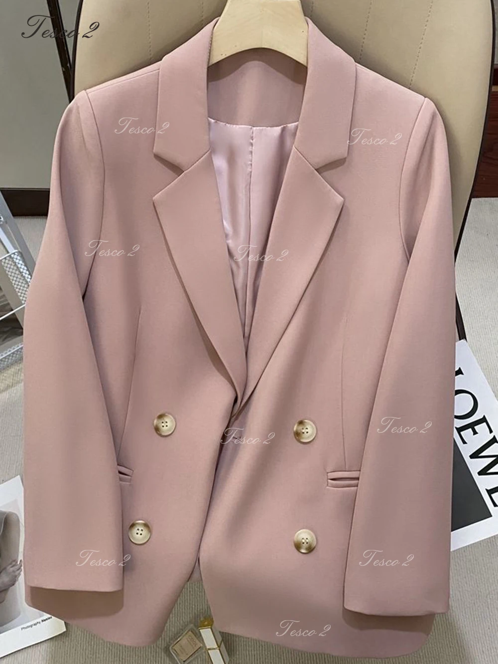 Formal Jacket Suit For Women Peak Lapel Double Breasted Cloose Fit Women's Suit Jacket For Spring Autumn Office Lady Wear