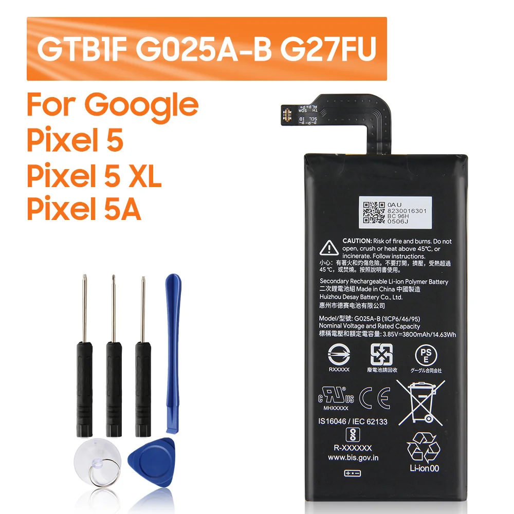 Original Replacement  Battery G025A-B For Google Pixel 5 XL Pixel 4A 5G Pixel 5a GTB1F For Google Pixel 5 Pixel5 4000mAh +Tools